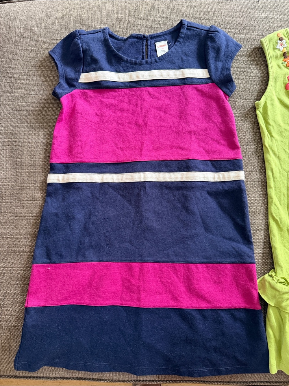 Gymboree Navy and Bright Pink Striped Cotton Dress